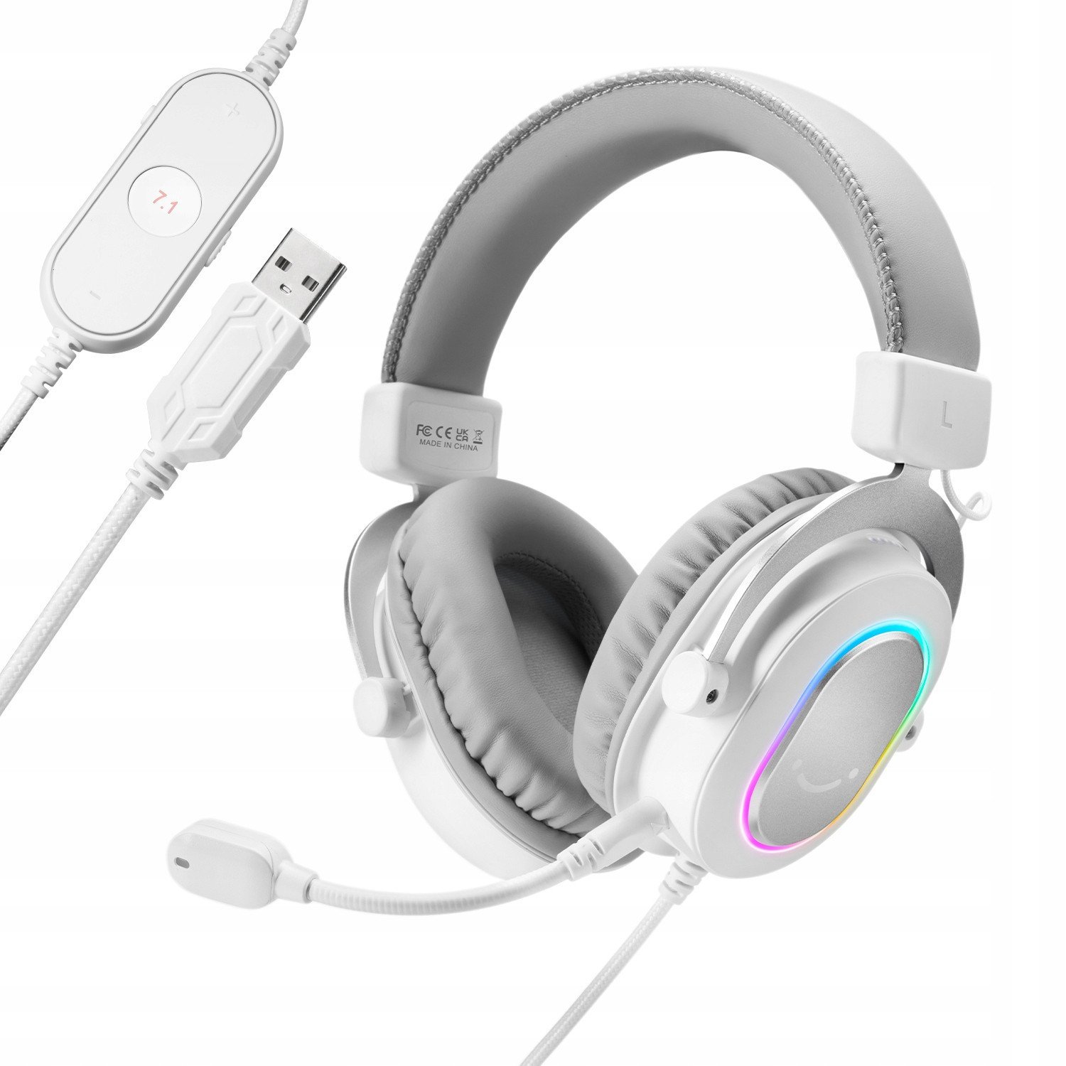 Kufje gaming Fifine H6W AmpliGame, 7.1, RGB, të bardha