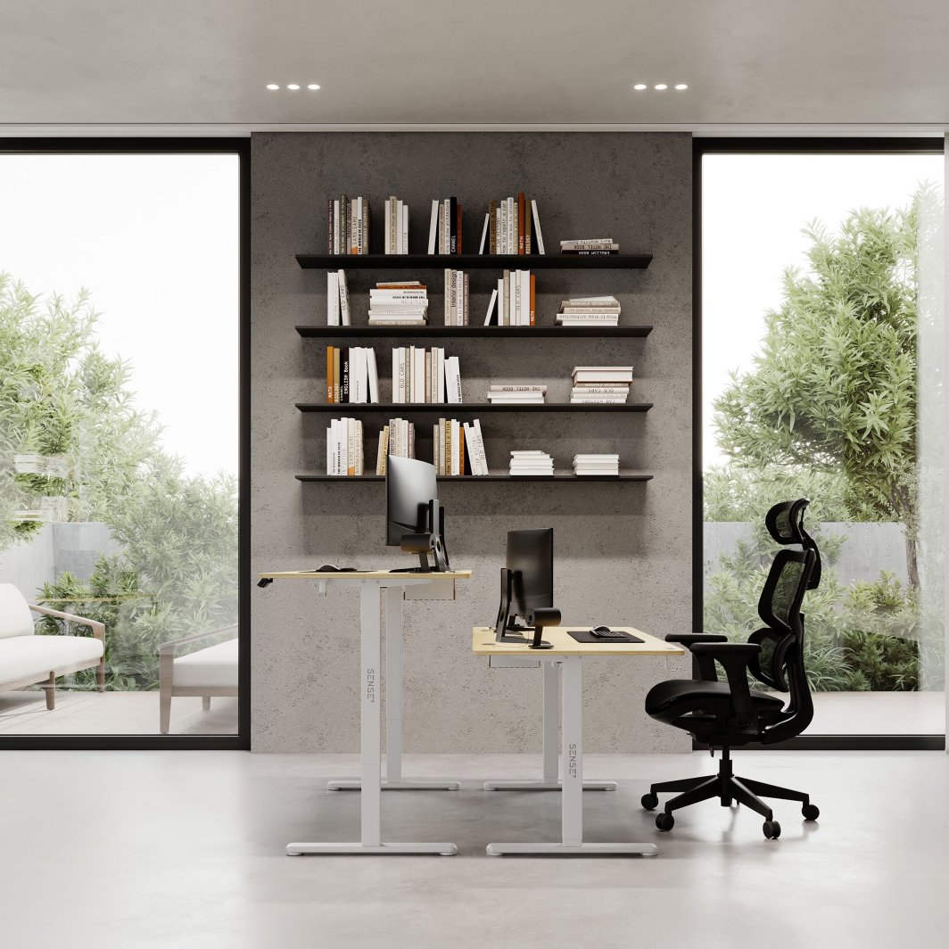 Tavolinë SENSE7 Nojo, 140cm x 70cm, e bardhë/ druri e hapur