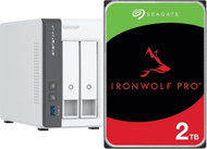 Server NAS Qnap TS-216G, 2 slote, 4GB RAM, 2.5GbE, me disk Seagate IronWolf 2TB