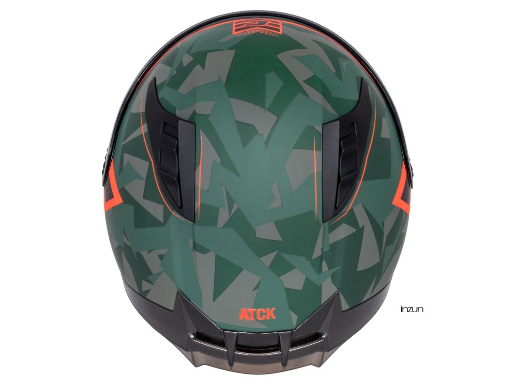 Kaska moto CASSIDA Aero ATCK 2026, integral, ECE 22.06, kamuflazh jeshile e zezë gri portokalli