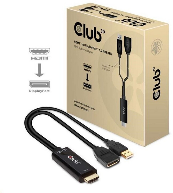 [OUTLET] Kabllo Club3D HDMI - DisplayPort 1.2, 25 cm, e zezë