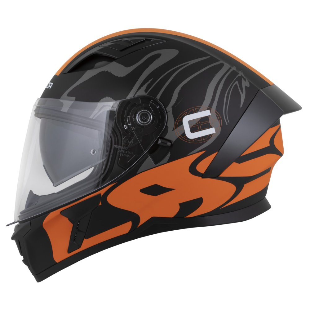 Helmetë integrale Cassida Orbit Multivers, ECE 22.06, me diell, e zezë matte portokalli gri e bardhë, XL