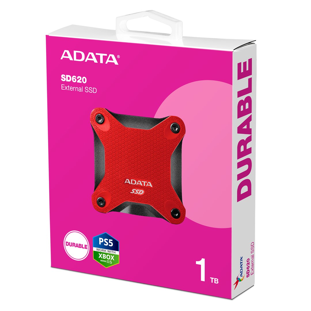 Надворешен SSD диск ADATA SD620, 1TB, црвен