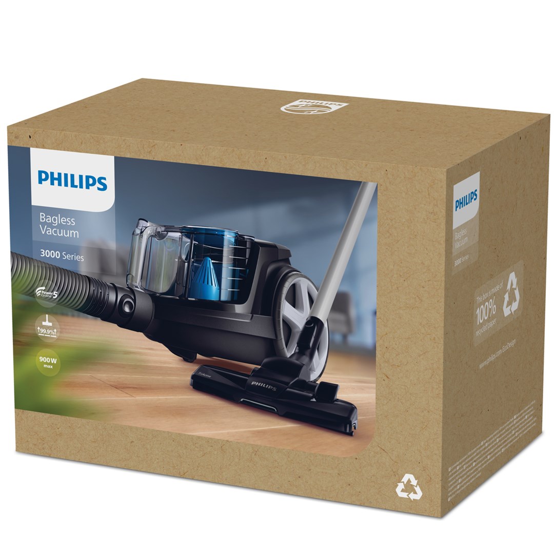 Fshesë me korent Philips PowerPro Compact FC9331/09, 900W, depozitë 1.5L, e zezë