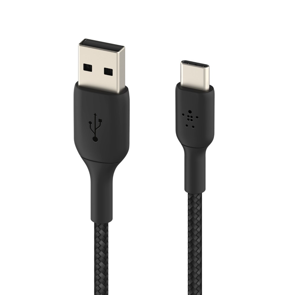 Kabllo USB-C në USB-A Belkin, 3m, i gërshetuar, e zezë