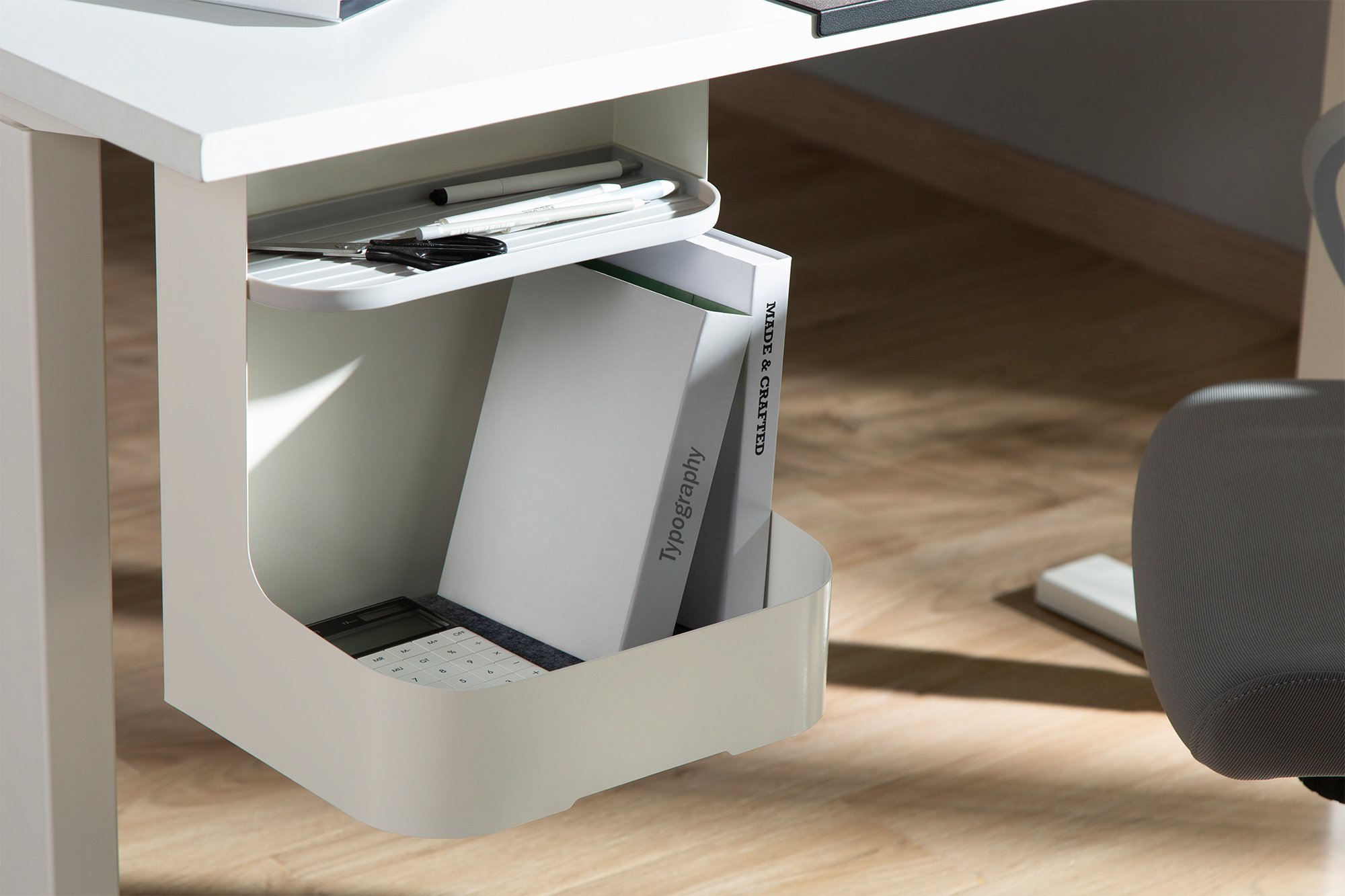 Sirtar nën tavolinë Digitus Under Desk Storage, kapacitet 5 kg, i bardhë mat