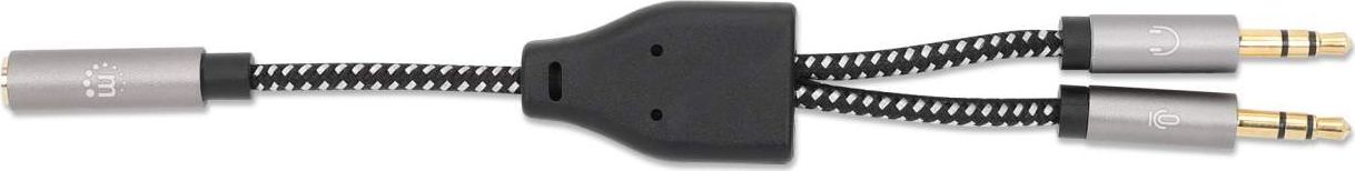 Kabllo adapteri për kufje Ugreen, 3.5mm audio dhe mikrofon, Y-splitter, e zezë argjendi