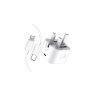 Karikues telefoni Apple 20W USB C, adapter me prizë UK, kabllo Lightning 2m, i bardhë