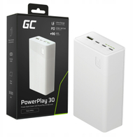 Powerbank GreenCell PowerPlay 30, 30000mAh, ekran LED, i bardhë