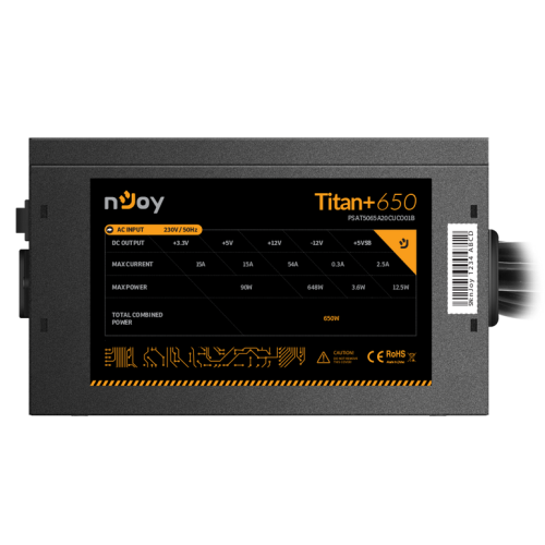 Furnizues energjie Njoy Titan+ 650W, 80 Plus Bronze, ATX, i zi