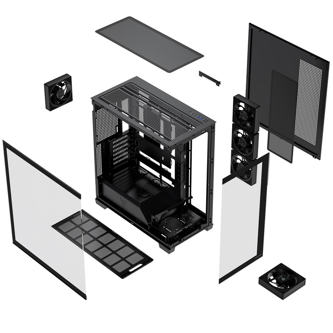 Kase PC Modecom Volcano Stellar Plus 5F ARGB, ATX, xham i temperuar, e zezë