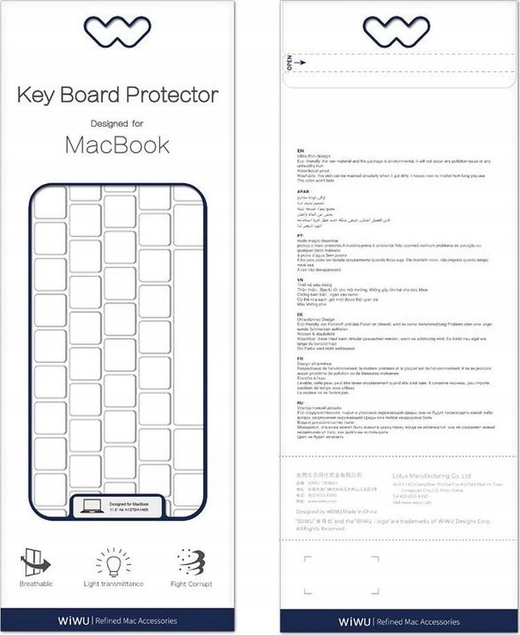 Mbulesë tastiere Wiwu Retina Keyboard Film për MacBook Pro 14.2" 2021 A2442, transparente