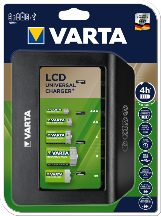 Karikues VARTA Universal Charger + me ekran LCD, i zi