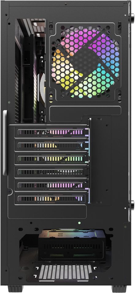 Kase PC gaming Savio Noctis Flow X1 RGB, ATX, me 4 ventilatorë RGB, e zezë