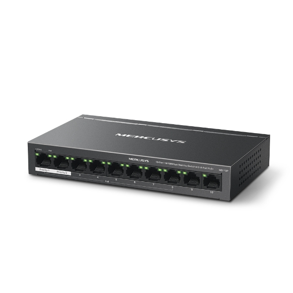Switch Mercusys 10-Port, 10/100Mbps, 8-Port PoE+, i zi