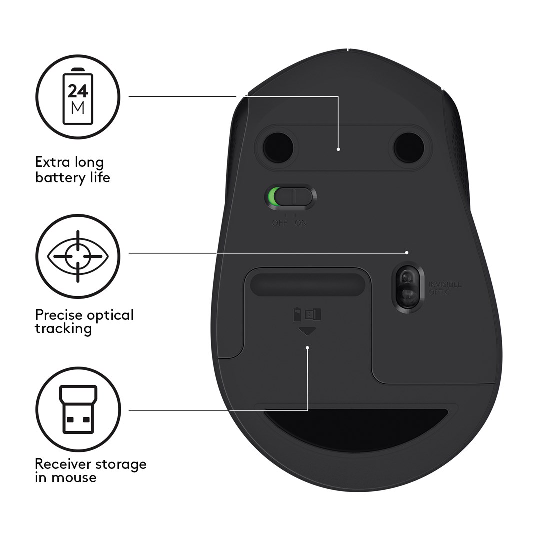 Maus Logitech M330 Silent Plus, 1000 DPI, USB 2.4GHz, i zi 3