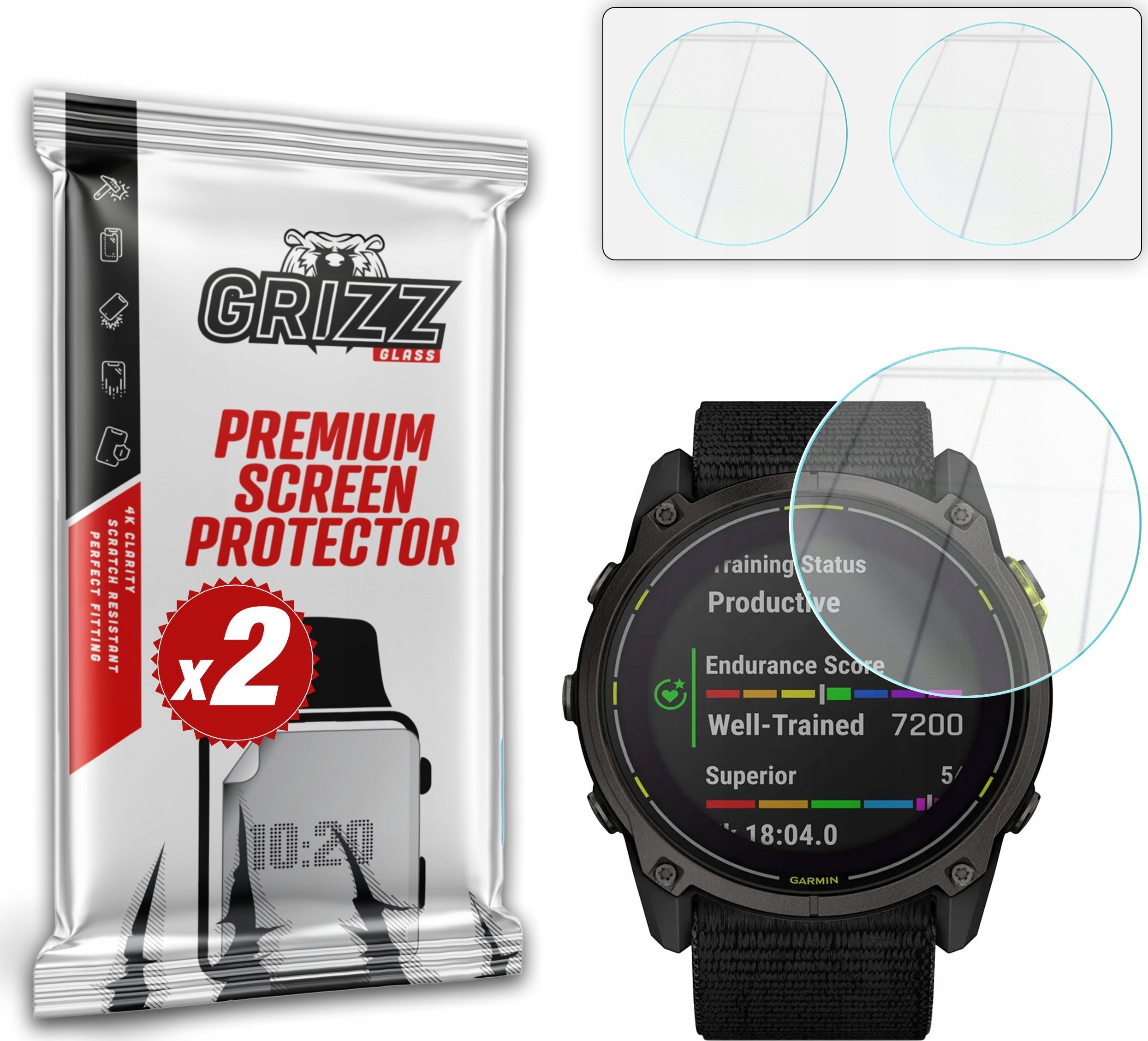 Xham mbrojtës hibrid 2 copë 9H për Garmin Enduro 3, transparent