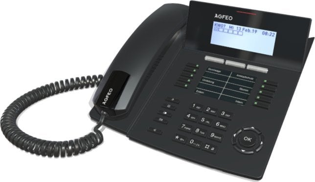 Telefoni sistemor Agfeo ST54 IP SENSORfon, monokrom, për zyrë, i zi
