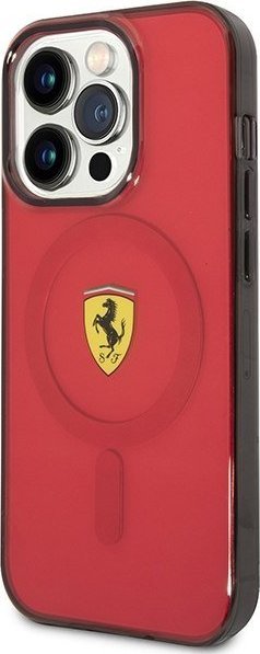 Mbështjellës telefoni Ferrari Translucent MagSafe, për iPhone 14 Pro, transparant, i kuq