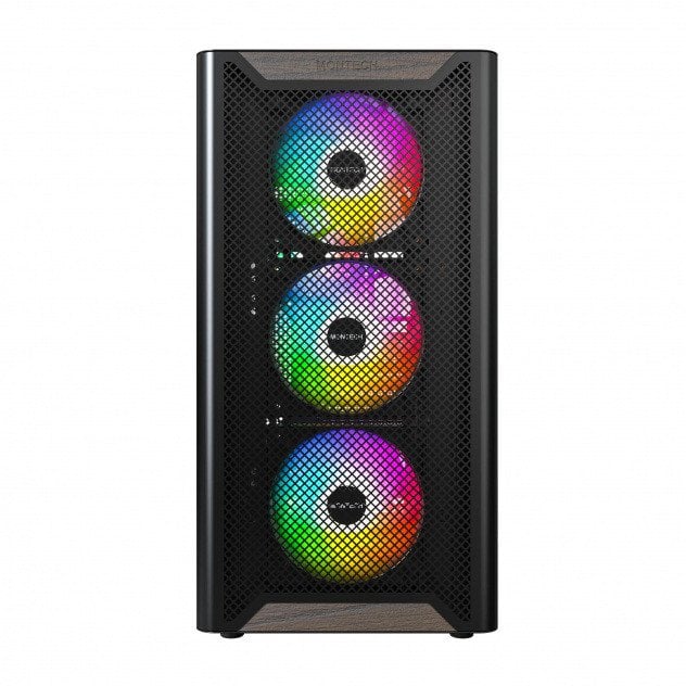 Kuti PC Montech XR WOOD, Mid Tower, 4x ventilatorë ARGB, e zezë