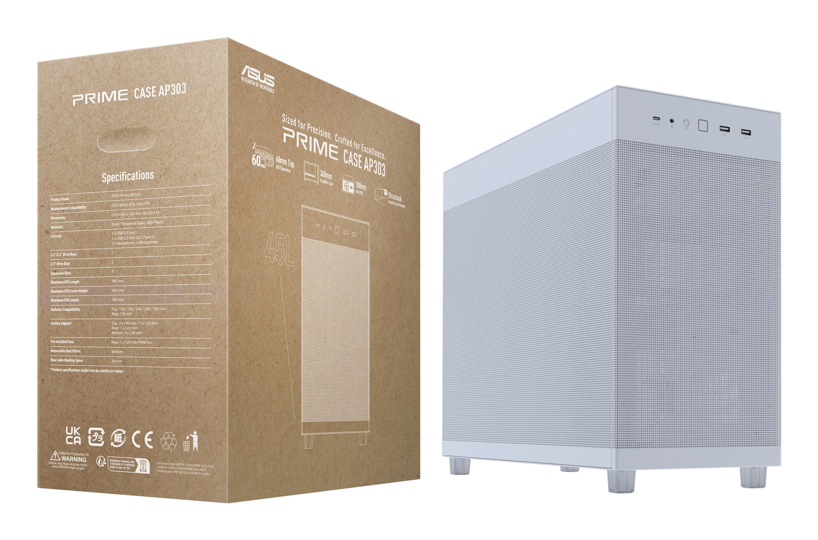 Kornizë kompjuteri Asus Prime AP303 Mesh, ATX, e bardhë