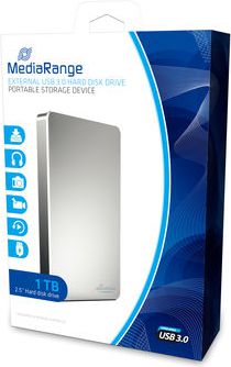 Disk i jashtëm MediaRange USB 3.0, 1TB, 2.5", argjendtë