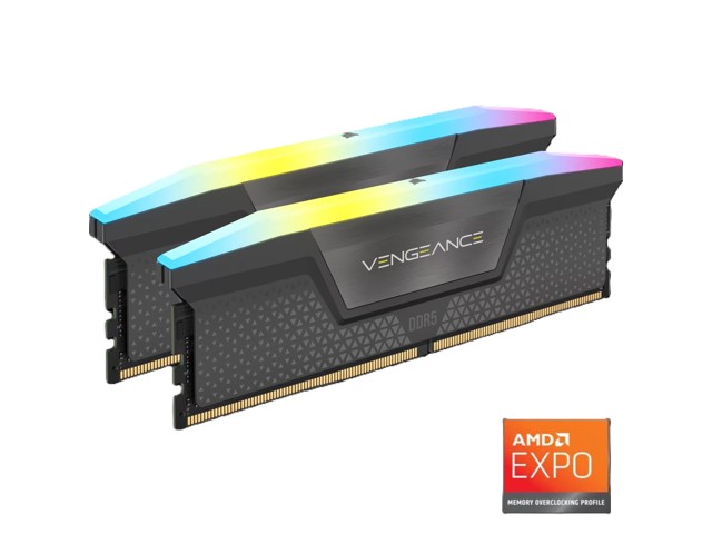 Memorie RAM Corsair Vengeance RGB DDR5, 64GB 2x32GB, 6000MHz CL40, gri