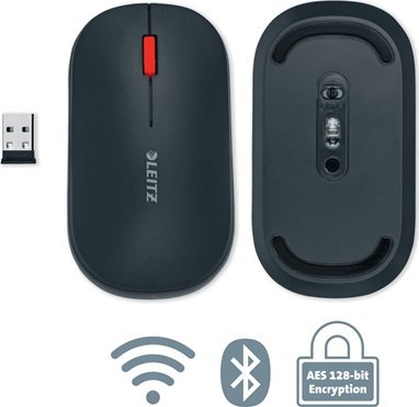 Mouse wireless Leitz Cosy, deri 4000 DPI, Bluetooth RF, gri velvet