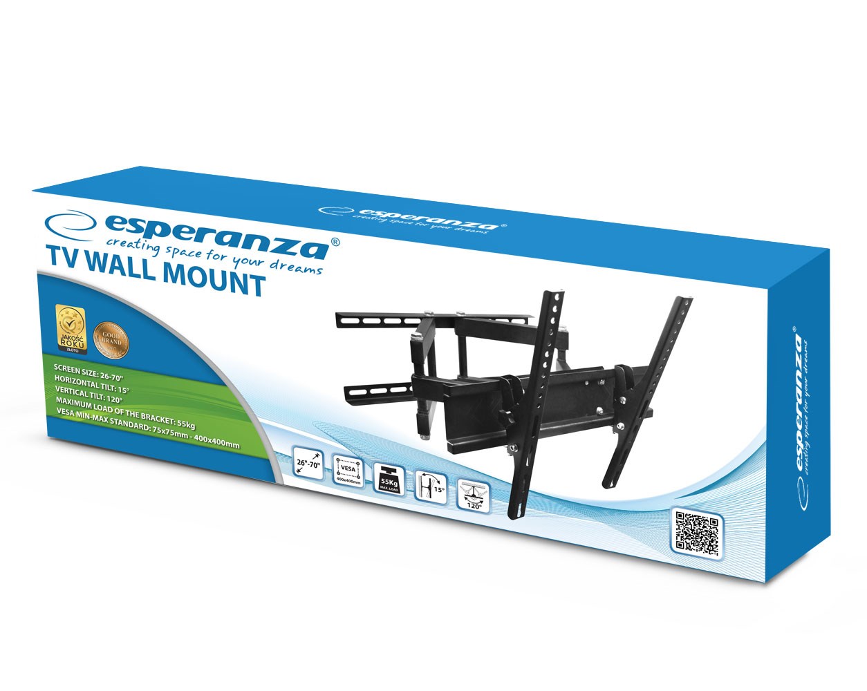 Mbajtëse për TV Esperanza ERW004, 26-70", 55kg, e zezë 