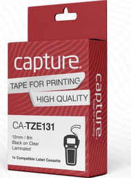 Shirit etiketimi Capture CA-TZE131, 12mm, i laminuar, i bardhë