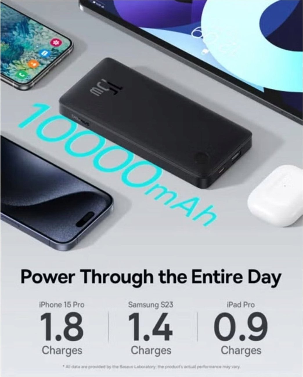 Bateri e jashtme Baseus Airpow Lite, 10000mAh, 15W, e bardhë