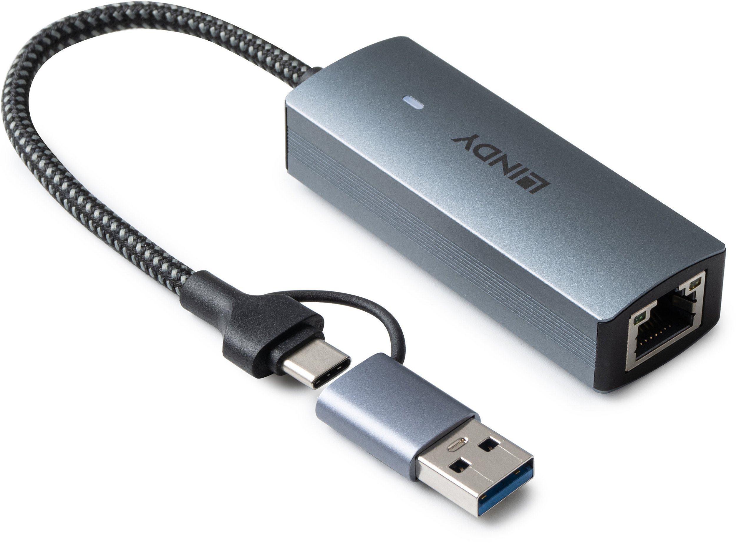 Adapter USB C në Ethernet 5G Lindy, USB 3.2 Gen 1, gri