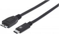 Manhattan USB 3.1 Кабел, USB Type-C Машки до MicroUSB Type-B Машки, 1 m