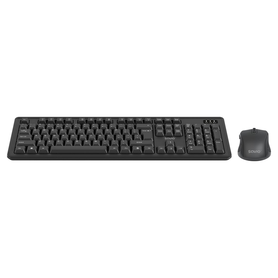 Set tastierë dhe maus SAVIO KB-03, wireless, layout US, i zi