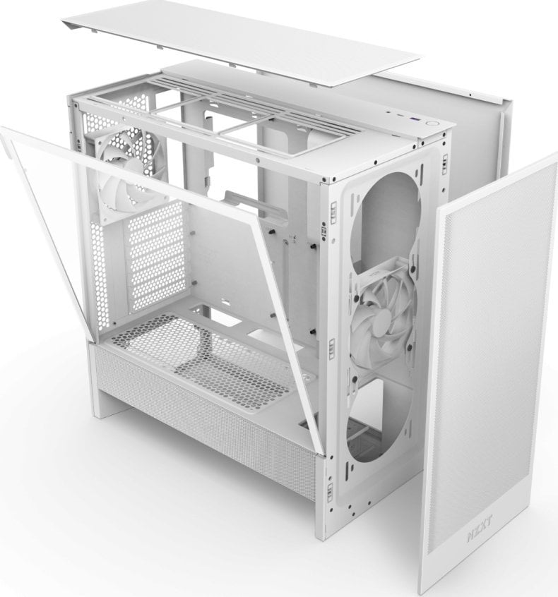 Kuti PC NZXT H5 Flow, Mid Tower, panel xhami të temperuar, e bardhë