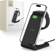 Karikues pa tela Tech-Protect QI15W-A36 3in1, për Apple iPhone AirPods Apple Watch, 15W, i zi