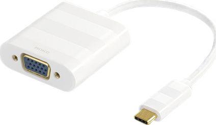 Përshtatës Deltaco USB-C - VGA, i bardhë