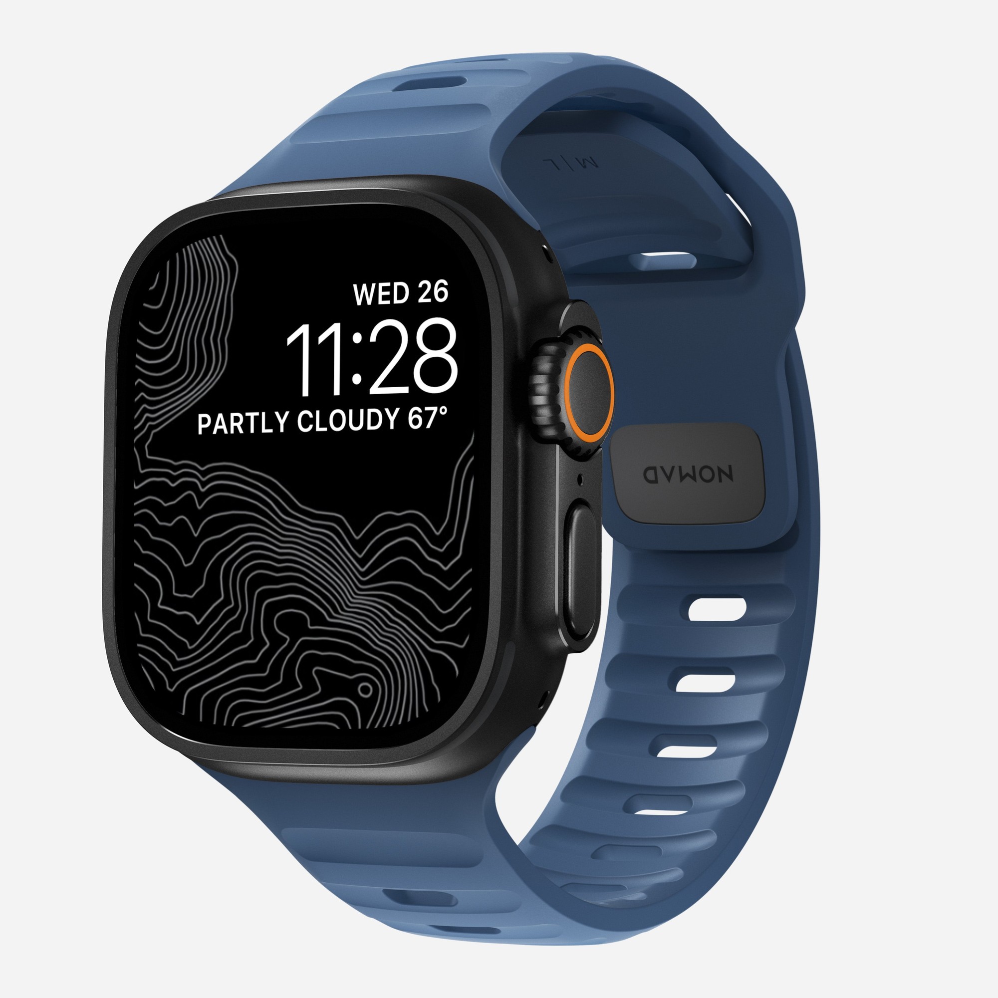 Rrip sportiv për Apple Watch, 46mm 49mm, gome FKM, blu e errët