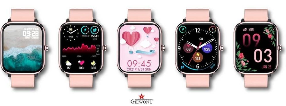 Smartwatch Giewont GW230-1, ekran me prekje, rose gold rozë
