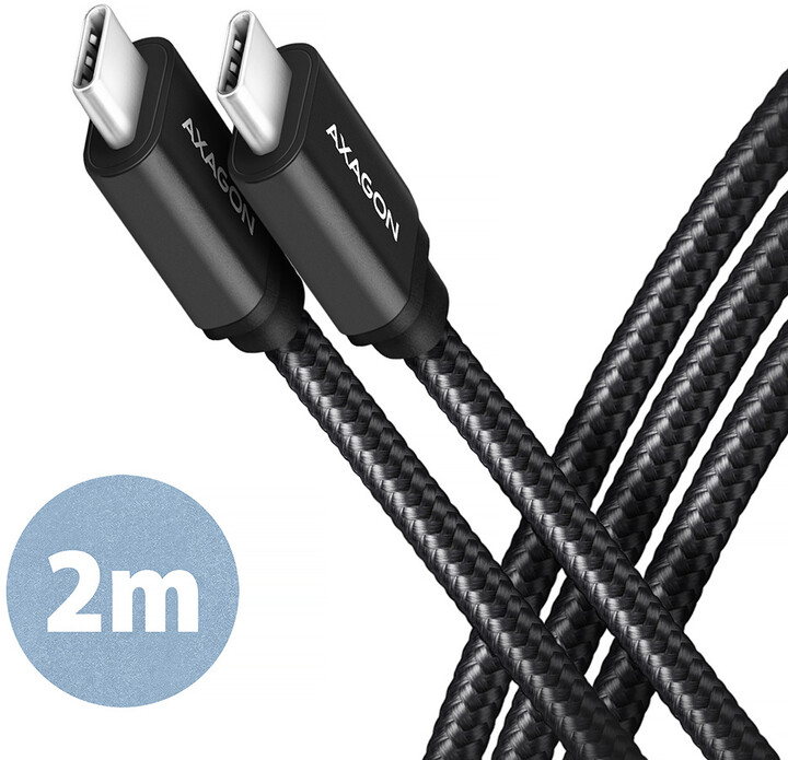 Кабел AXAGON USB-C - USB-C SPEED USB3.2 Gen 1, PD60W 3A, 2m, црн