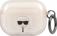 Заштитна маска Karl Lagerfeld Head Glitter за AirPods Pro, силикон, златна