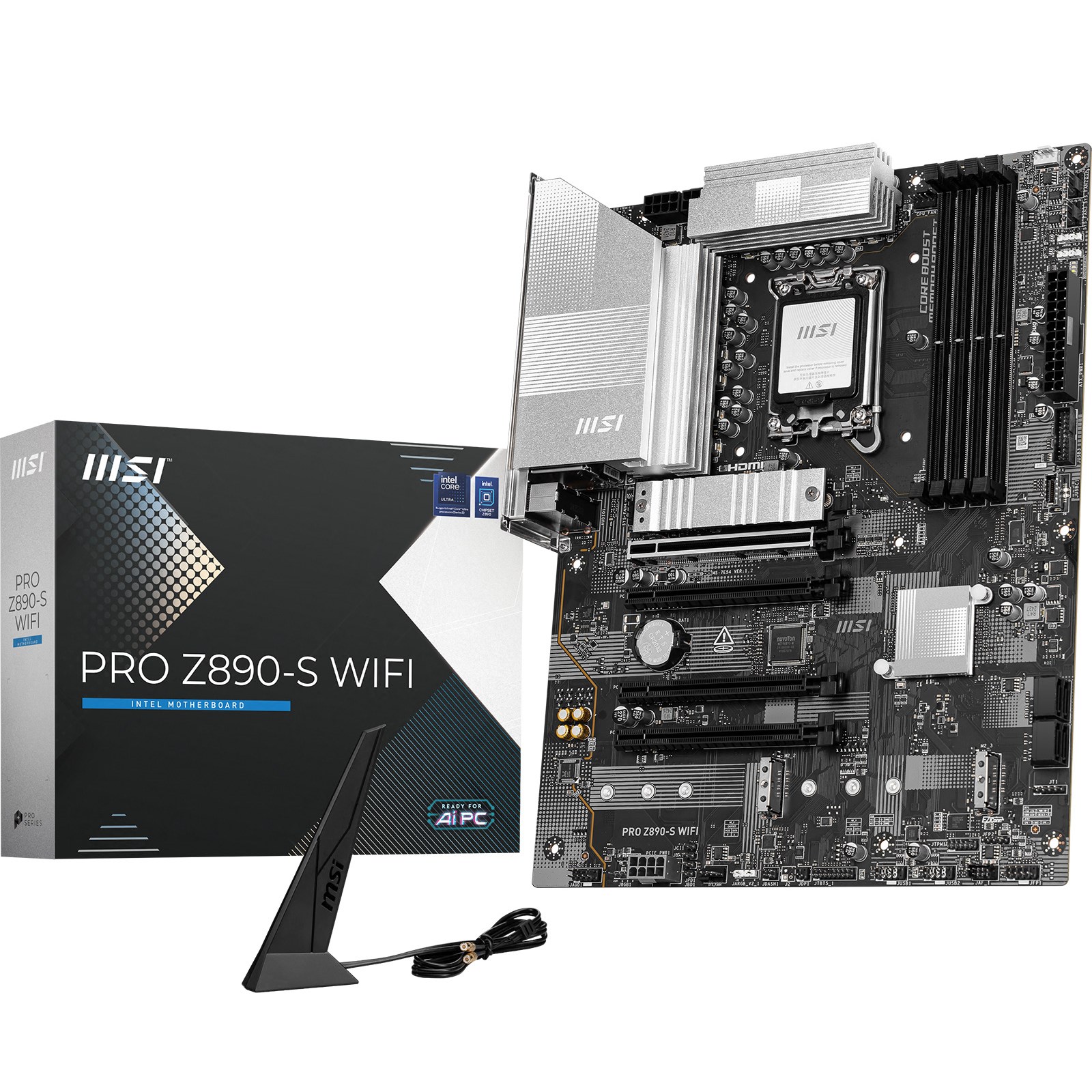 Pllakë amë MSI PRO Z890‑S WIFI, Intel Z890, LGA 1851, DDR5, ATX, e argjendtë