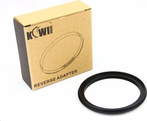 Adapter fotografic KiwiFotos Reverse Mounting Ring 55mm në 58mm, unazë metalike, e zezë