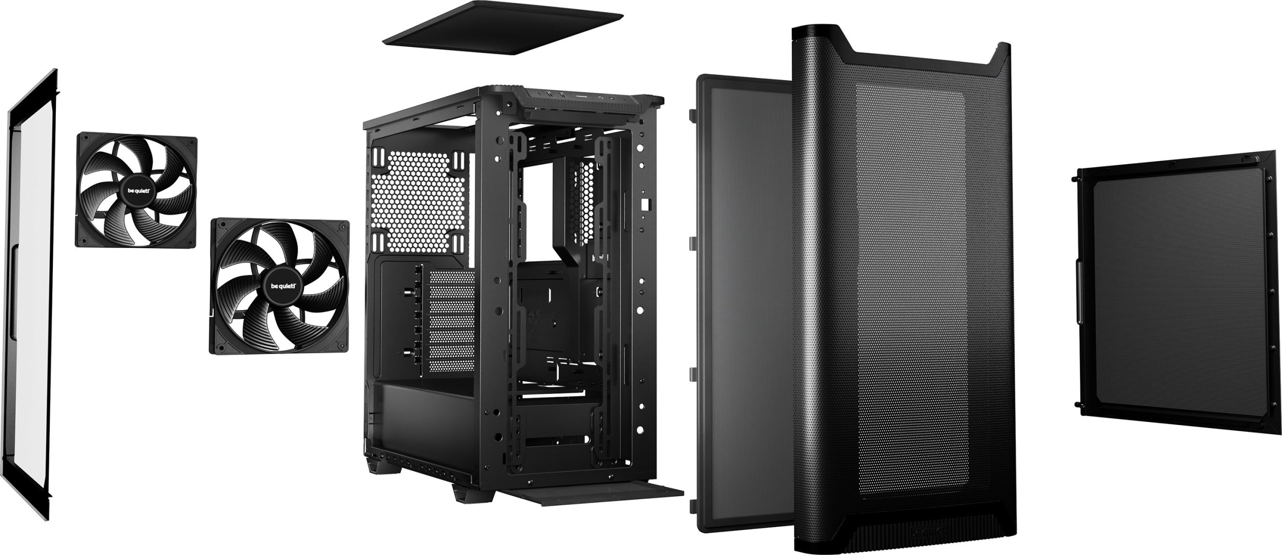 Kase PC Be Quiet Pure Base 501 Airflow, MIDI Tower, xham i temperuar, e zezë