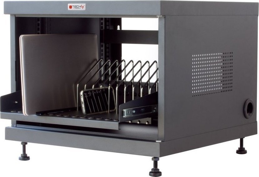 Dollap karikimi Techly Charging Cabinet, 14 laptopë, çelik, gri
