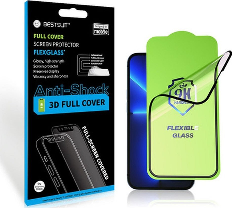 Mbrojtës ekrani BestSuit Flexible 5D Hybrid Glass, Full Glue, për Samsung Galaxy A05s, i zi