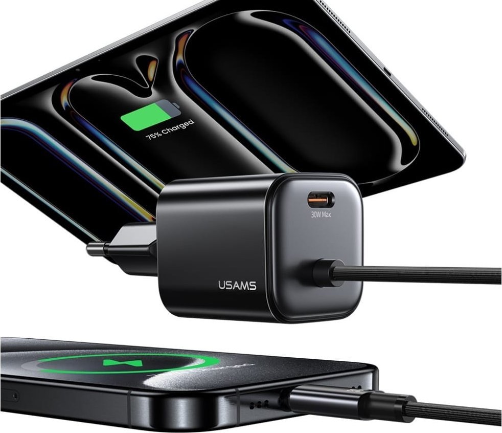 Karikues muri Usams JC Series CC264, 30W GaN, 2xUSB-C, i zi