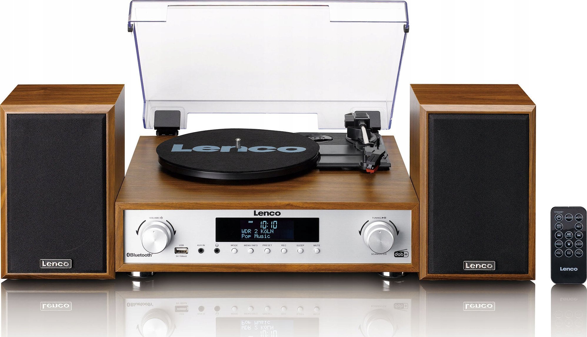 Sistem muzikor Lenco MC-160WD, HiFi kompakt, DAB+ FM Bluetooth, dru