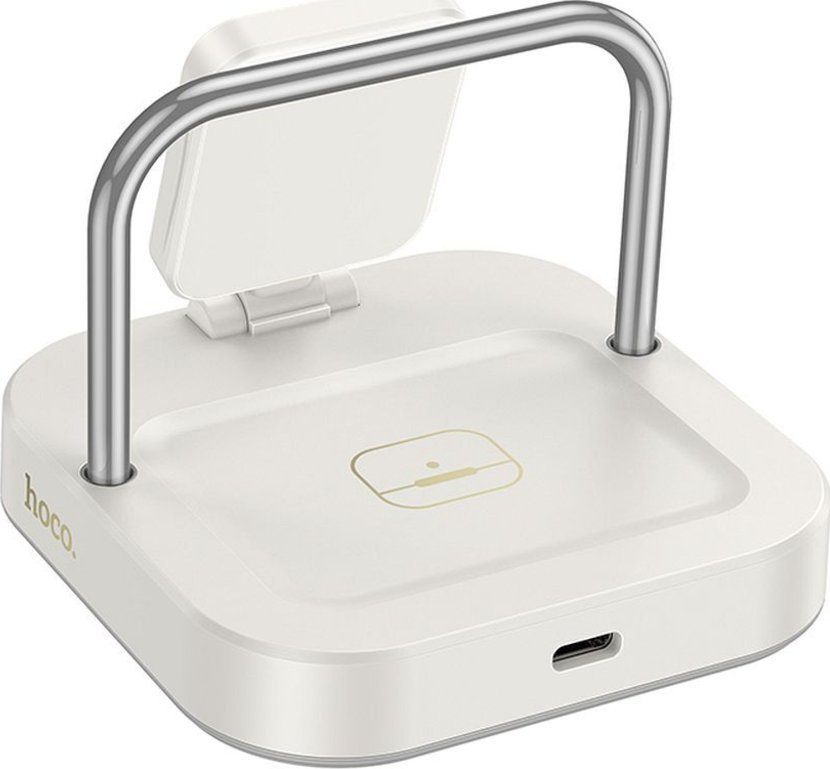Karikues induktiv Hoco CQ16A 3 në 1, 5W, për Apple Watch dhe smartphone, i bardhë