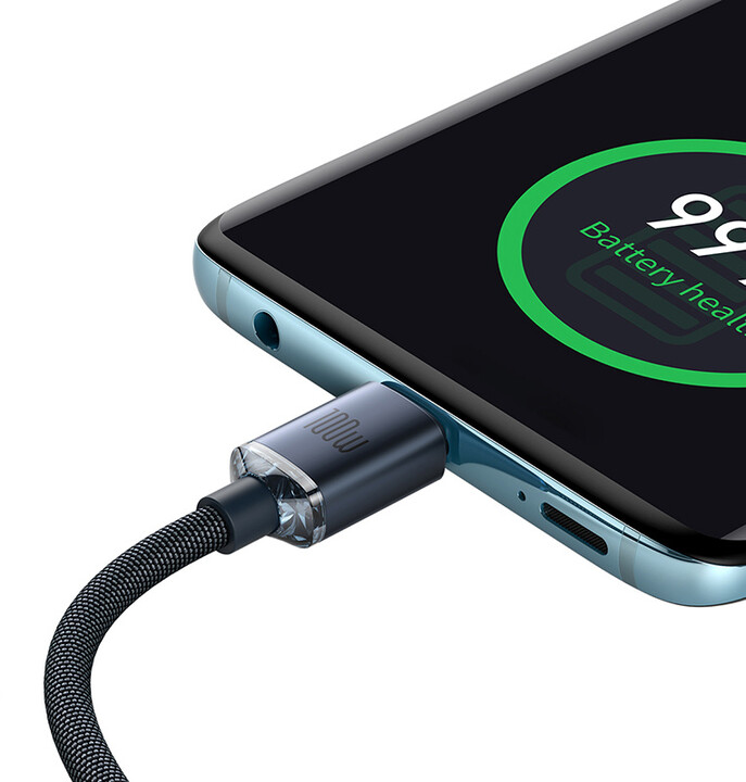 Kabllo karikimi / të dhënash Baseus Crystal Shine Series USB-C - USB-C, 100W, 2m, e zezë